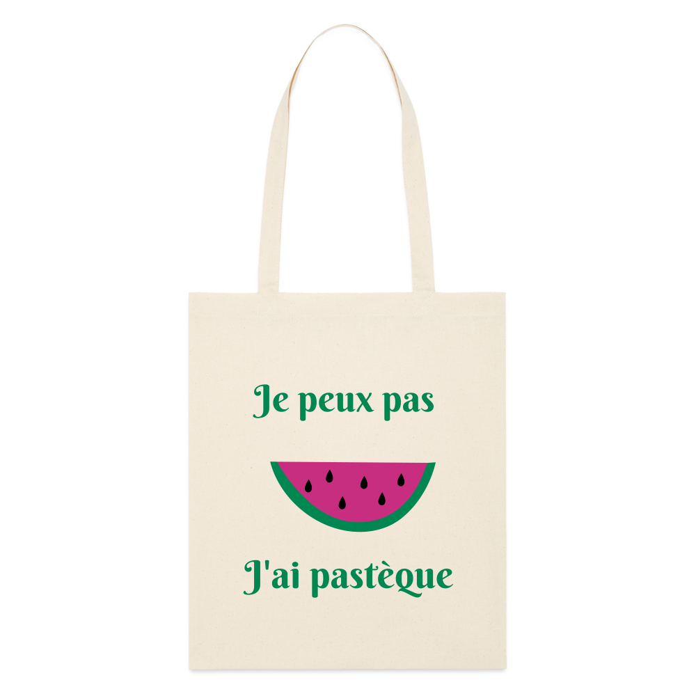 Tote bag bio - Je peux pas j'ai pastèque - blanc cassé