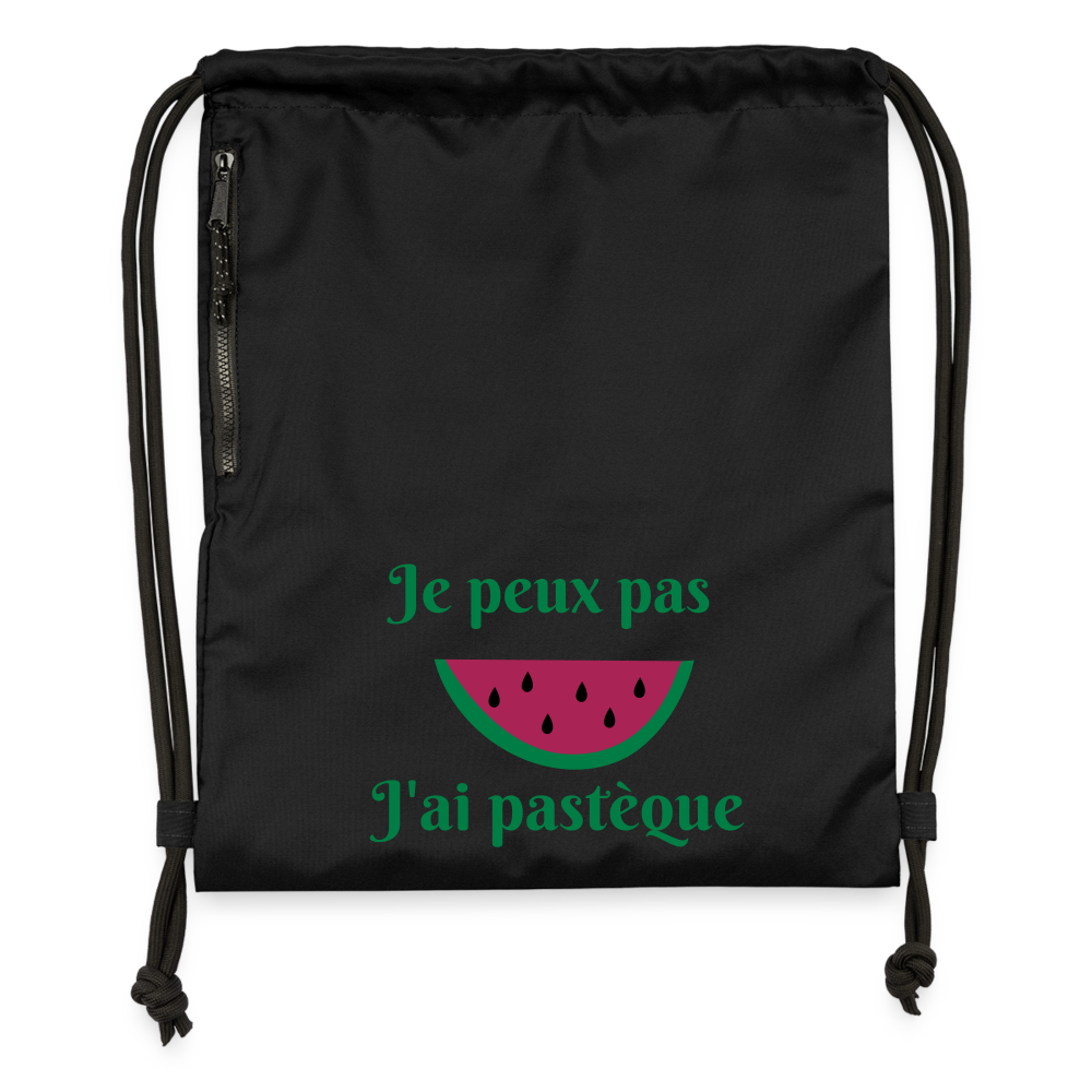 Sac à cordon - Je peux pas j'ai pastèque - noir