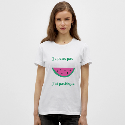 T-shirt Femme - Je peux pas j'ai pastèque - blanc