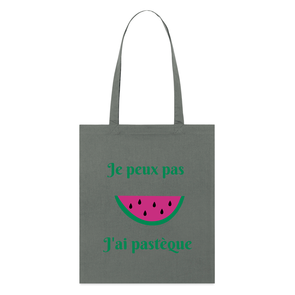 Tote bag bio - Je peux pas j'ai pastèque - charbon