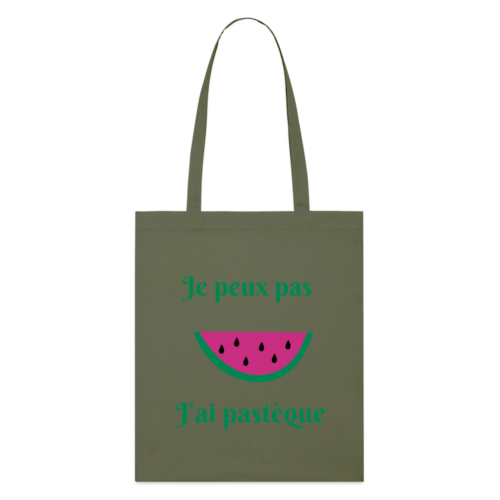 Tote bag bio - Je peux pas j'ai pastèque - kaki