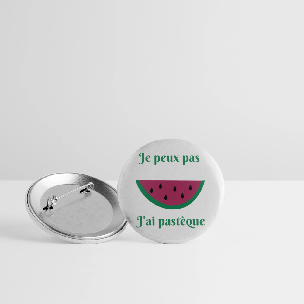 Lot de 5 grands badges (56 mm) - Je peux pas j'ai pastèque - blanc