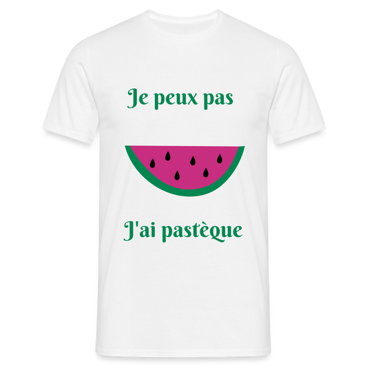 T-shirt Homme - Je peux pas j'ai pastèque - blanc