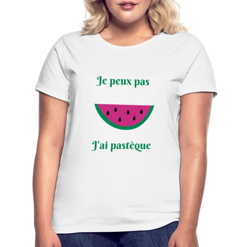 T-shirt Femme - Je peux pas j'ai pastèque - blanc