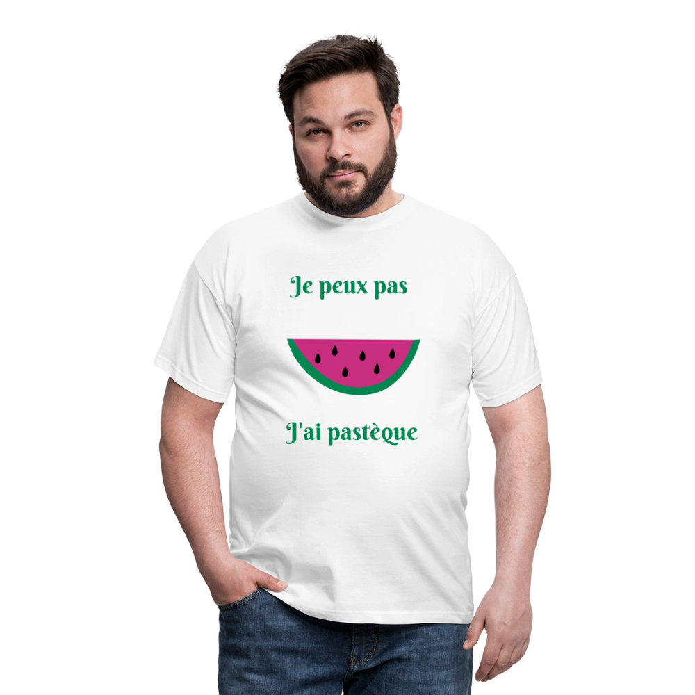 T-shirt Homme - Je peux pas j'ai pastèque - blanc