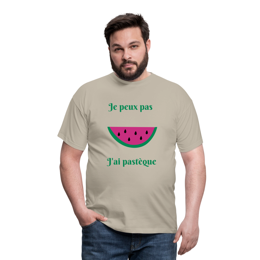 T-shirt Homme - Je peux pas j'ai pastèque - beige sable