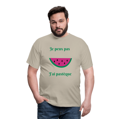 T-shirt Homme - Je peux pas j'ai pastèque - beige sable