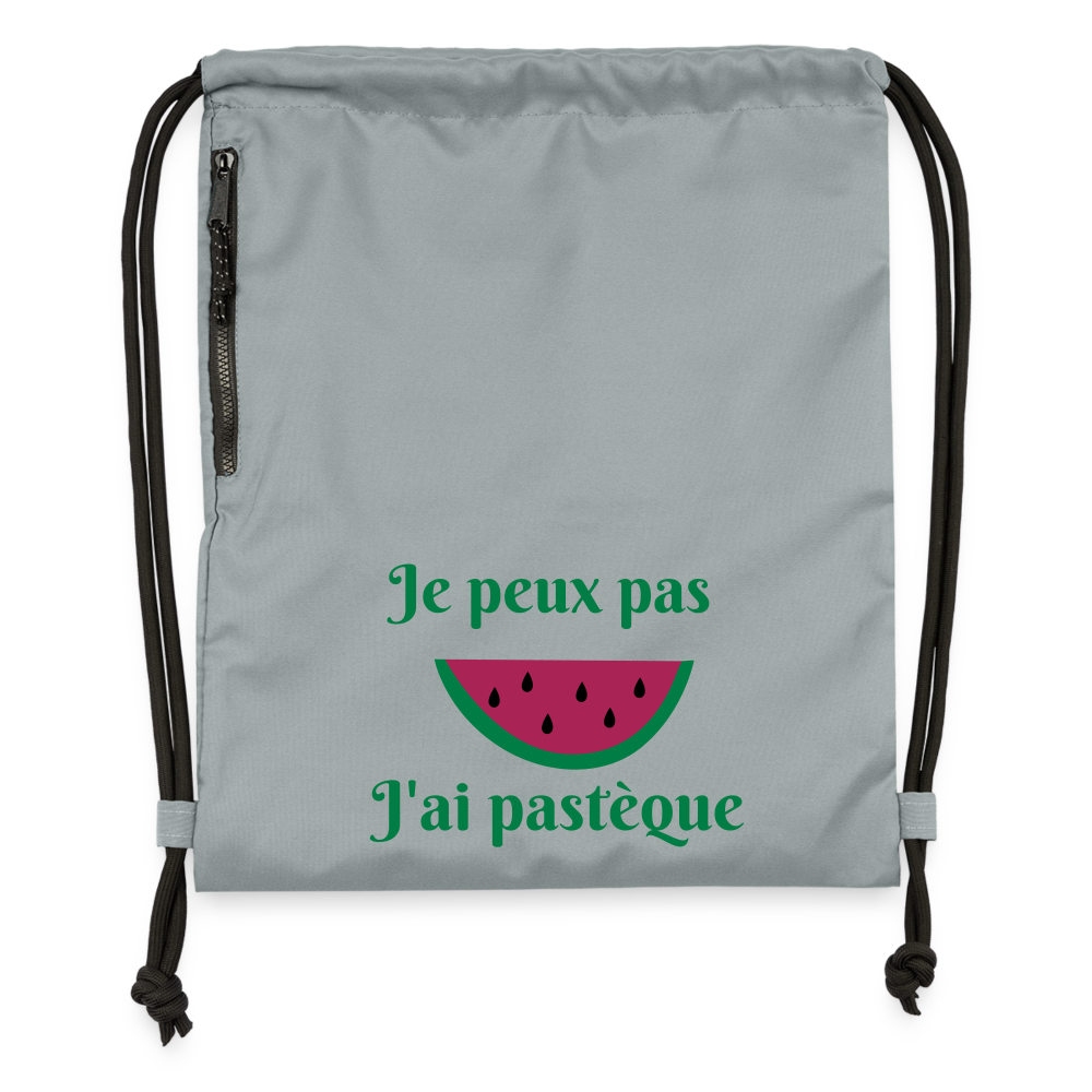 Sac à cordon - Je peux pas j'ai pastèque - gris fer délavé