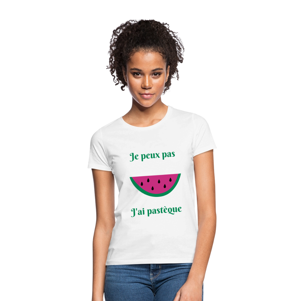 T-shirt Femme - Je peux pas j'ai pastèque - blanc