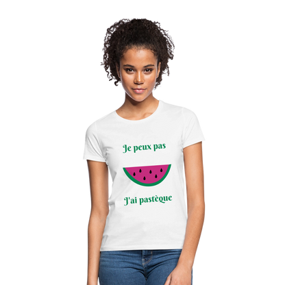 T-shirt Femme - Je peux pas j'ai pastèque - blanc