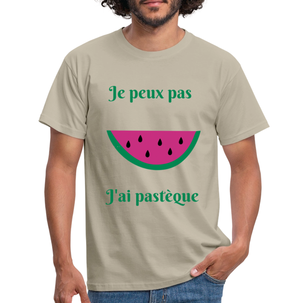 T-shirt Homme - Je peux pas j'ai pastèque - beige sable