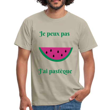 T-shirt Homme - Je peux pas j'ai pastèque - beige sable