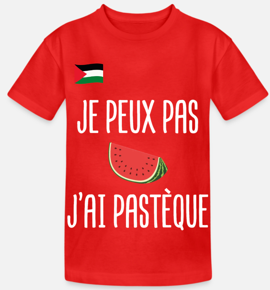 Tee shirt Palestine je peux pas, j'ai pastèque